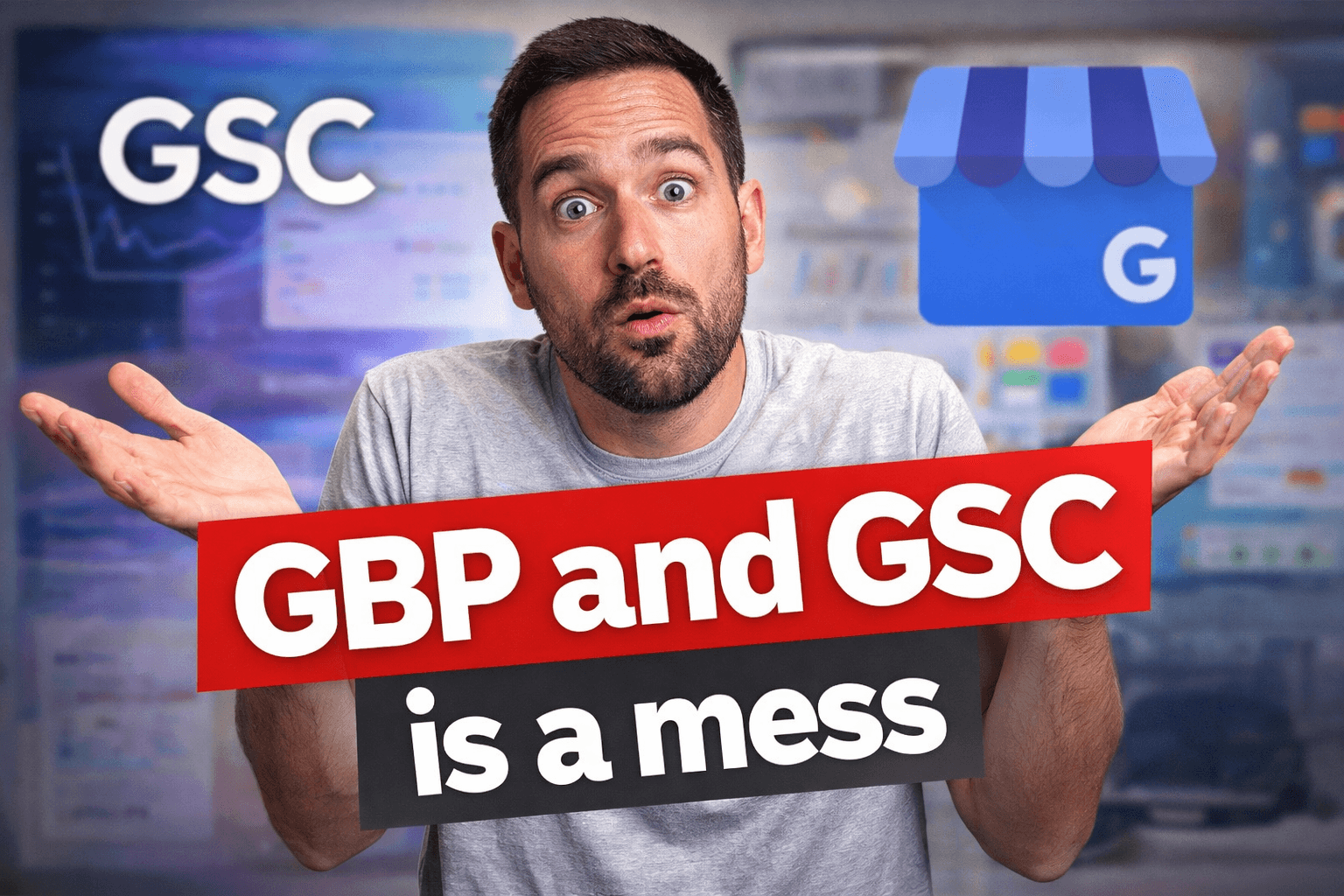 Visual comparing fragmented Google marketing tools with a unified approach to Search Console and Business Profile data.