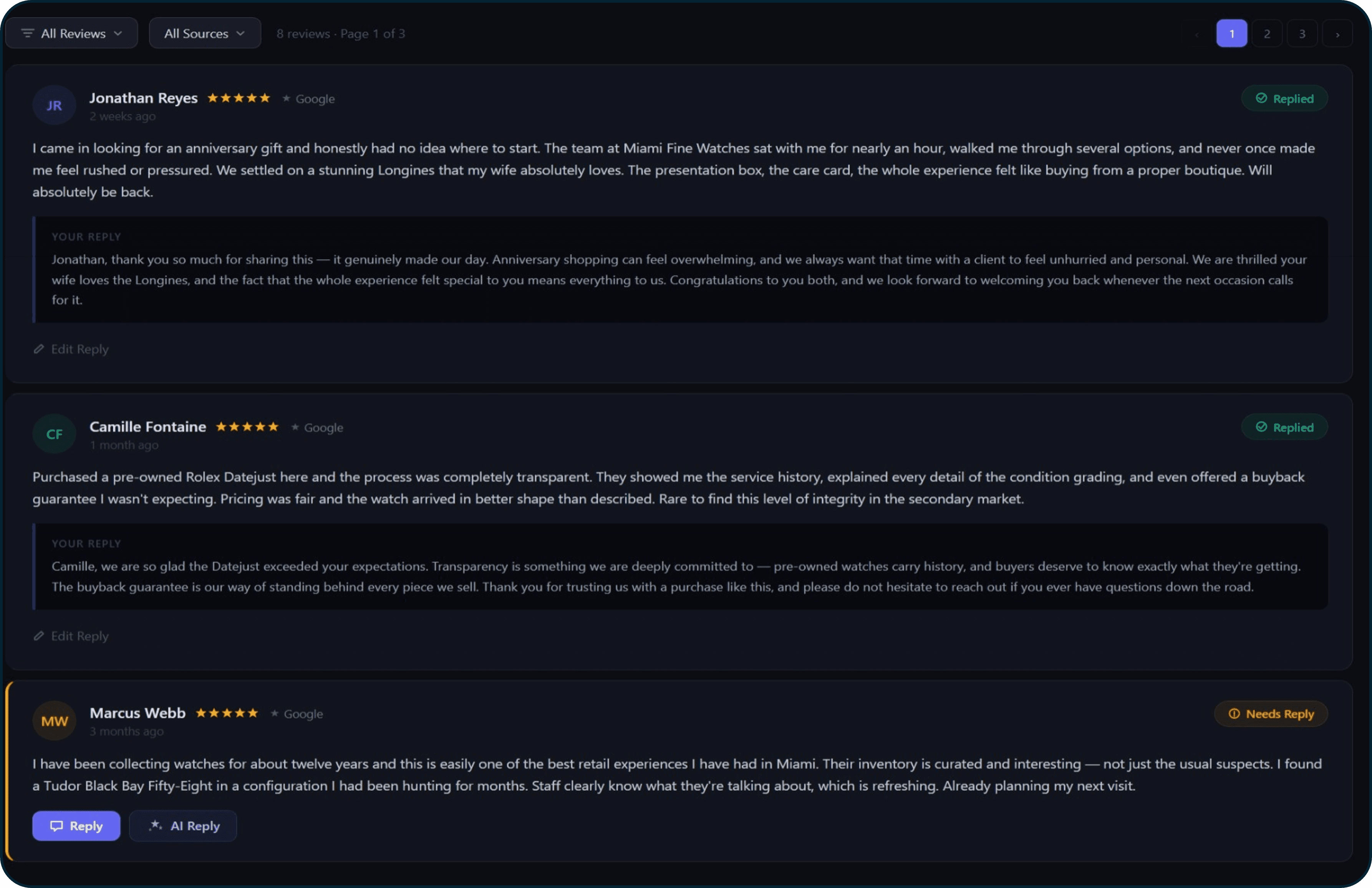 RankStream AI review responses: draft replies with human approval before publish.