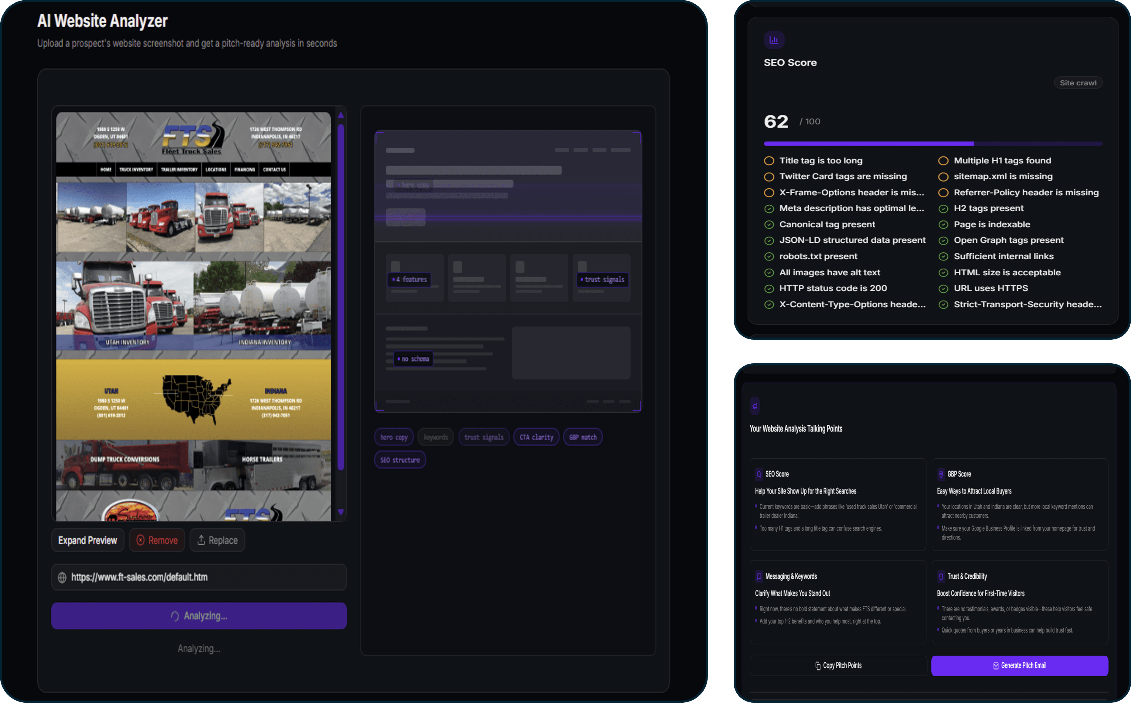 RankStream prospecting and webpage scanner: page-level snapshots and outreach-ready insights.